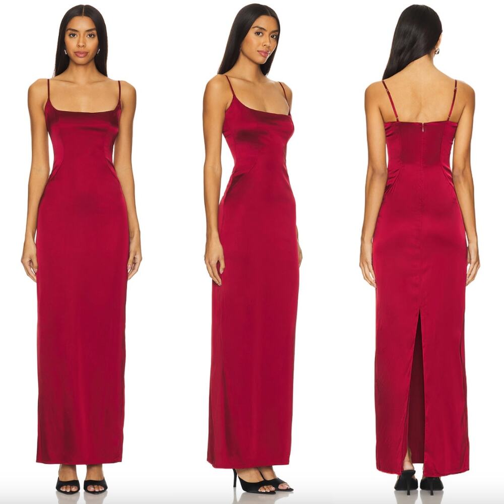 NBD Women's Red Satin Maxi Dress